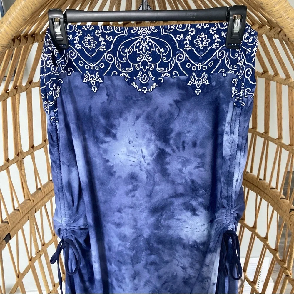 VENUS Blue Strapless Tie-Dye Maxi Dress with Border Print - Picture 3 of 8